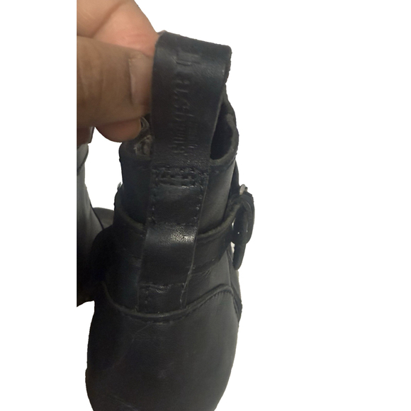 Swedish Hasbeens Jodhpur Toffel Wood Clog Black Leather Strap Boots - Picture 15 of 16